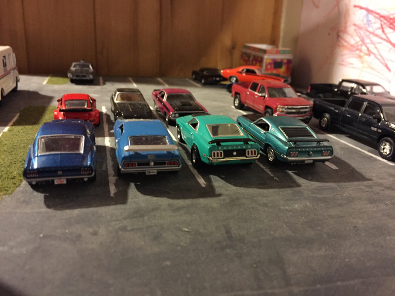 A lineup of mustangs.